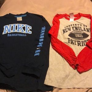 2 boys long sleeve shirts! Patriots and Nike!